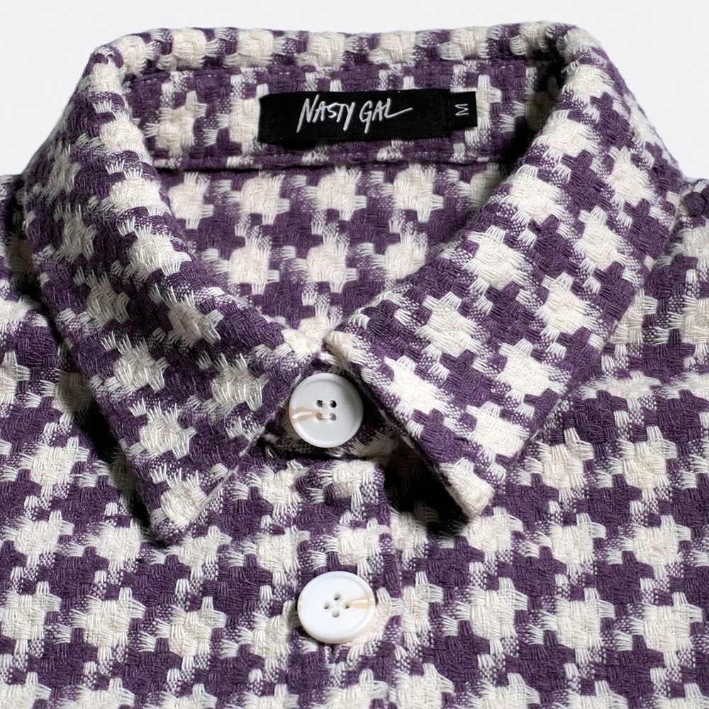 Nasty Gal Lavender Houndstooth Oversized Shacket Jacket Plus 1X XL - Picture 4 of 8